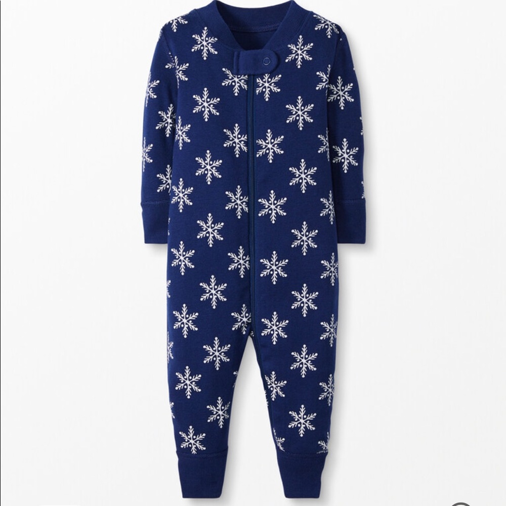 NWT Hanna Andersson Baby Zip Sleeper Pajama Sz 0-3 Months Snowflake Blue Organic